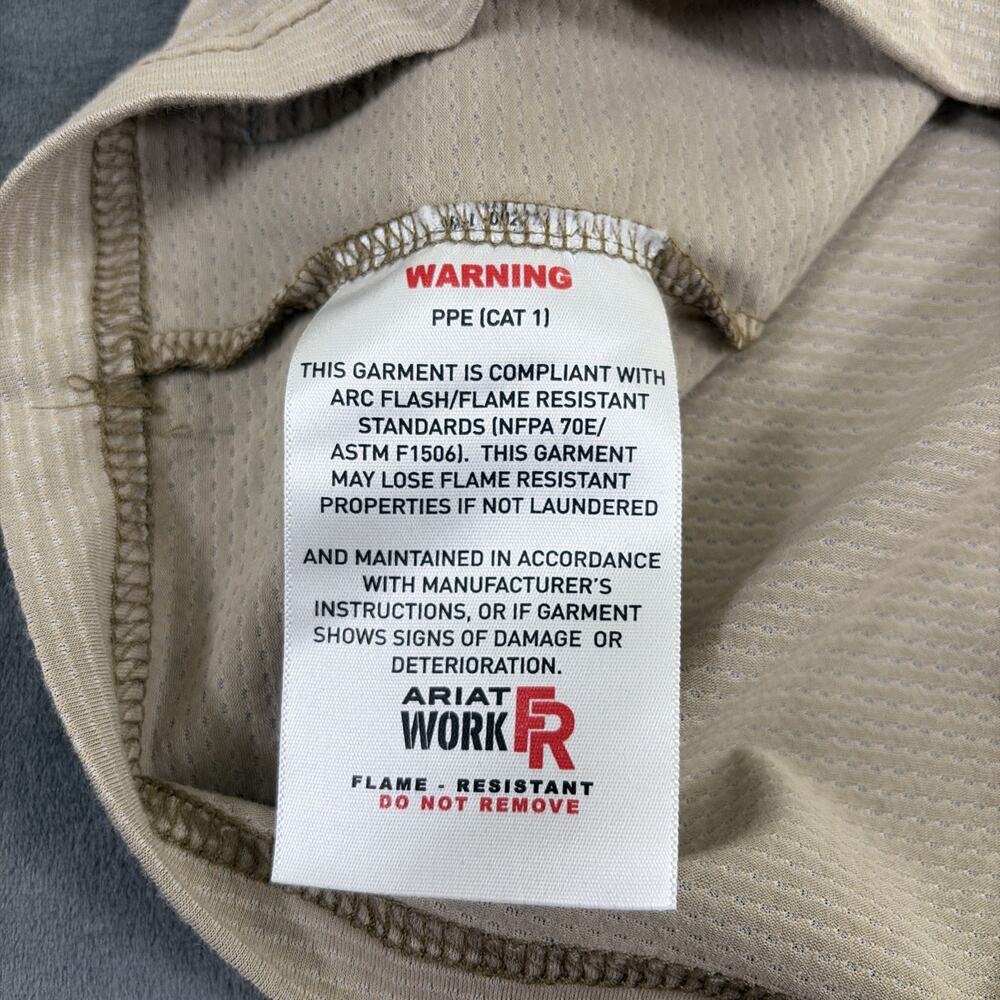 2) Ariat FR Flame Resistant Short Sleeve Baselayer T-Shirt Size 3X Grey & Tan - Picture 12 of 16
